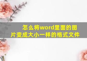 怎么将word里面的图片变成大小一样的格式文件