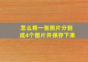 怎么将一张照片分割成4个图片并保存下来