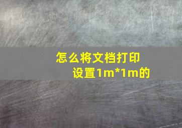 怎么将文档打印设置1m*1m的