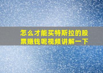 怎么才能买特斯拉的股票赚钱呢视频讲解一下