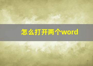 怎么打开两个word