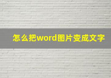 怎么把word图片变成文字