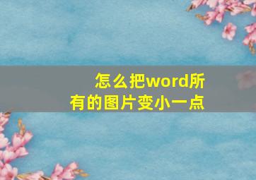 怎么把word所有的图片变小一点