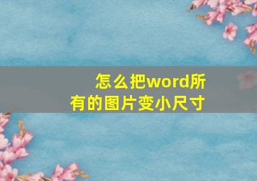 怎么把word所有的图片变小尺寸