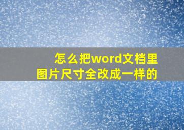 怎么把word文档里图片尺寸全改成一样的