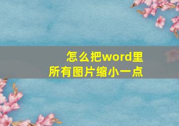 怎么把word里所有图片缩小一点