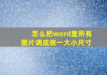 怎么把word里所有图片调成统一大小尺寸