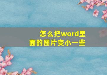 怎么把word里面的图片变小一些