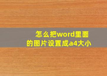 怎么把word里面的图片设置成a4大小