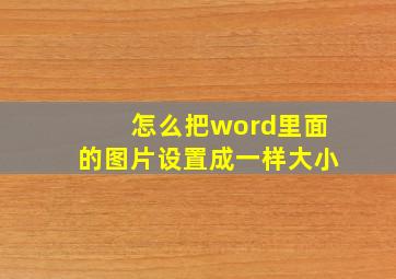 怎么把word里面的图片设置成一样大小