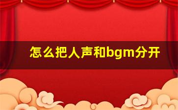 怎么把人声和bgm分开