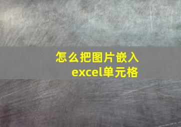 怎么把图片嵌入excel单元格