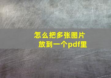 怎么把多张图片放到一个pdf里