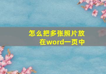 怎么把多张照片放在word一页中