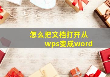 怎么把文档打开从wps变成word