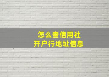 怎么查信用社开户行地址信息