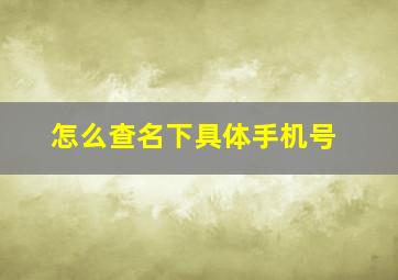 怎么查名下具体手机号