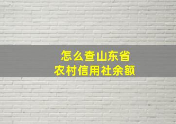 怎么查山东省农村信用社余额