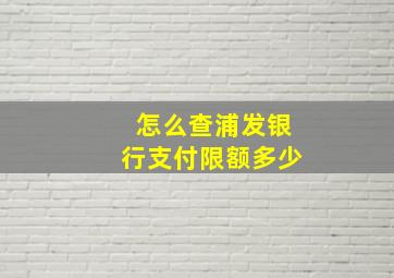 怎么查浦发银行支付限额多少