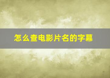 怎么查电影片名的字幕