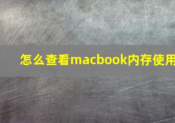 怎么查看macbook内存使用