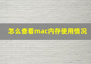 怎么查看mac内存使用情况