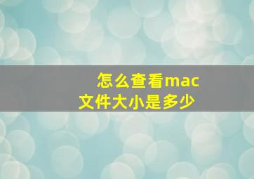 怎么查看mac文件大小是多少