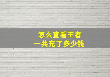 怎么查看王者一共充了多少钱