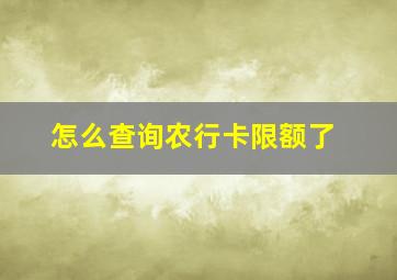 怎么查询农行卡限额了