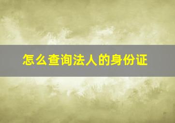 怎么查询法人的身份证