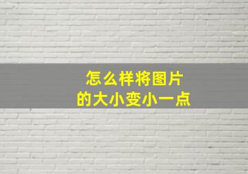 怎么样将图片的大小变小一点