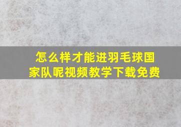 怎么样才能进羽毛球国家队呢视频教学下载免费