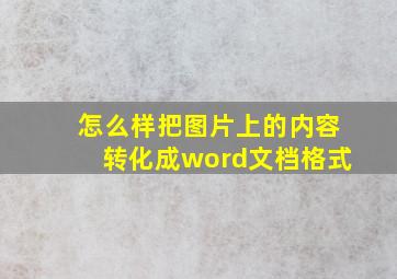 怎么样把图片上的内容转化成word文档格式