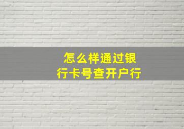 怎么样通过银行卡号查开户行