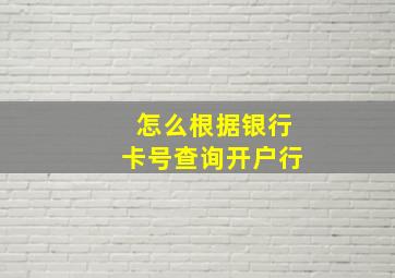 怎么根据银行卡号查询开户行