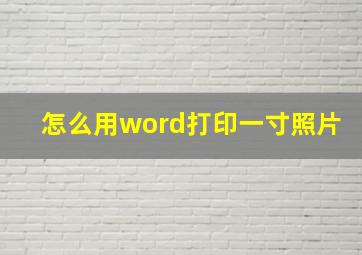 怎么用word打印一寸照片