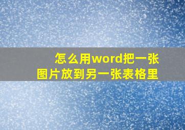 怎么用word把一张图片放到另一张表格里