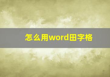 怎么用word田字格