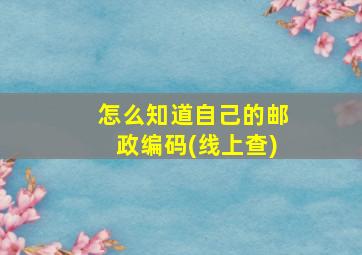 怎么知道自己的邮政编码(线上查)