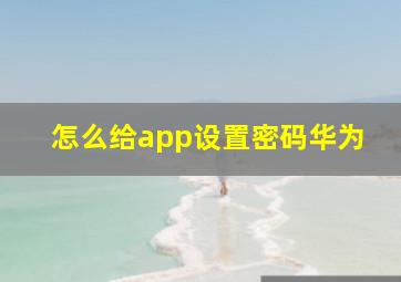 怎么给app设置密码华为