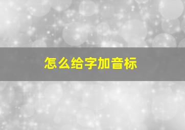 怎么给字加音标