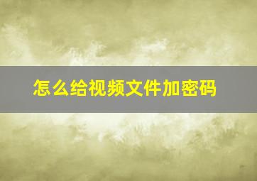 怎么给视频文件加密码