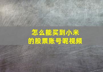 怎么能买到小米的股票账号呢视频