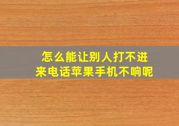 怎么能让别人打不进来电话苹果手机不响呢