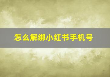 怎么解绑小红书手机号