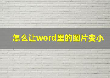 怎么让word里的图片变小