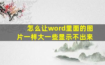 怎么让word里面的图片一样大一些显示不出来