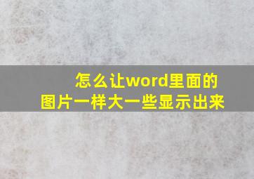 怎么让word里面的图片一样大一些显示出来