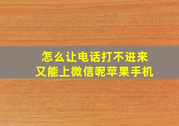 怎么让电话打不进来又能上微信呢苹果手机