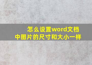 怎么设置word文档中图片的尺寸和大小一样